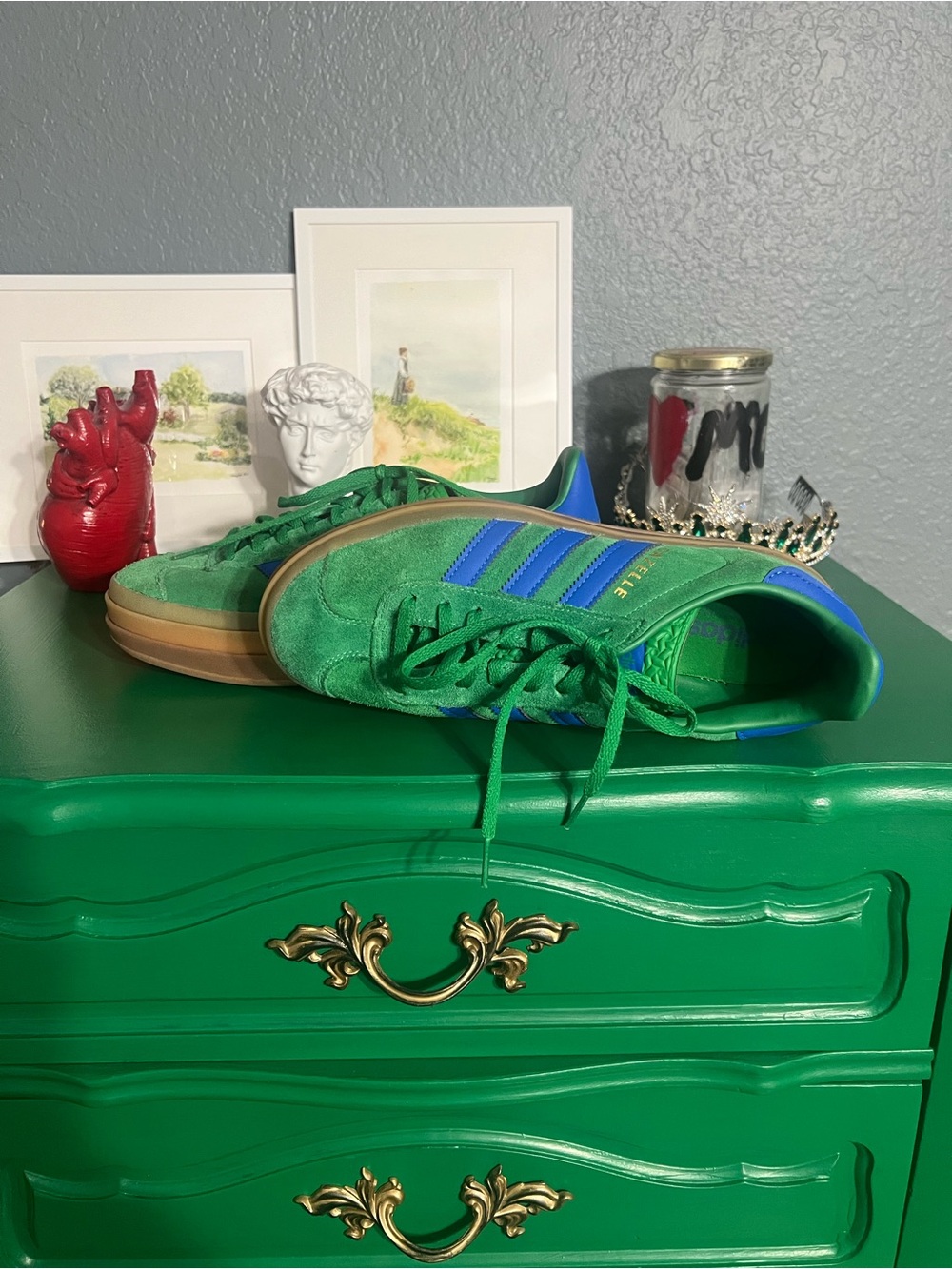 💚💙 adidas Gazelle Bold Sneakers — Green & Blue